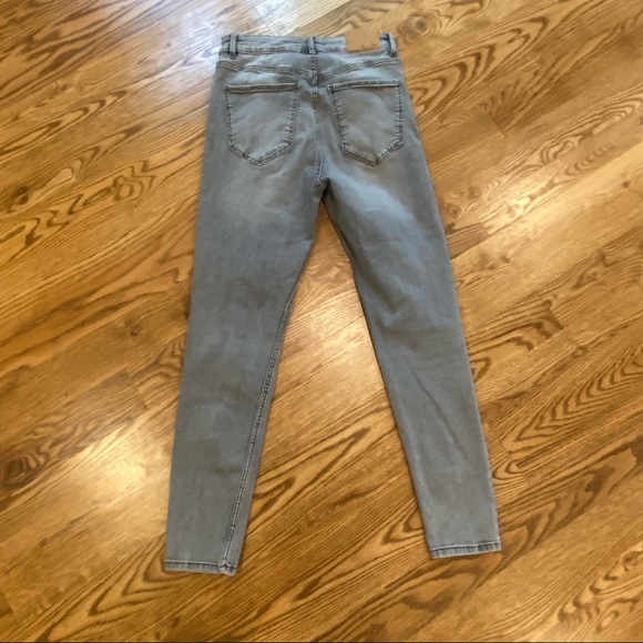 Zara denim vintage wash grey charcoal high rise straight leg ankle jeans - Picture 6 of 13